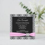 Elegante roze en zwarte vrouwen 50ste verjaardagsf kaart (Staand voorkant)