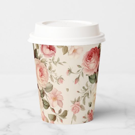 Elegante roze Engelse Rozen Papieren Bekers (Links)