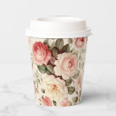 Elegante roze Engelse Rozen Papieren Bekers (Achterkant)