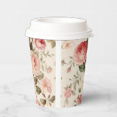 Elegante roze Engelse Rozen Papieren Bekers (Rechts)