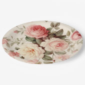 Elegante roze Engelse Rozen Papieren Bordje (Gekanteld)