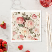 Elegante roze Engelse Rozen Servet (Insitu)
