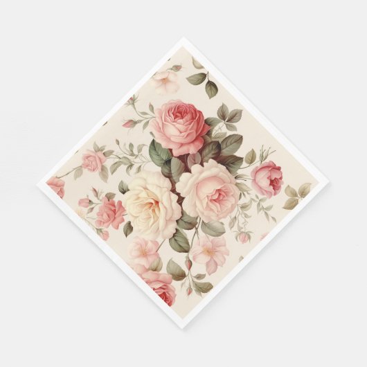 Elegante roze Engelse Rozen Servet (Hoek)