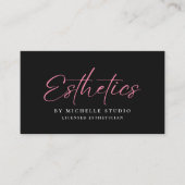 Elegante Roze Esthetiek Estheetiker Monogram Visitekaartje (Voorkant)