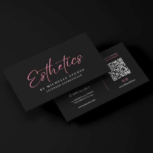 Elegante Roze Esthetiek Estheetiker Monogram Visitekaartje