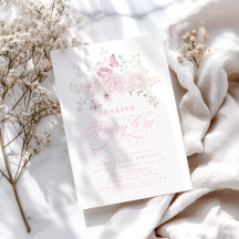 Elegante Roze Fancy Eén 1e Verjaardagsfeestje