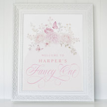 Elegante Roze Fantasie Eerste Verjaardagsfeestje