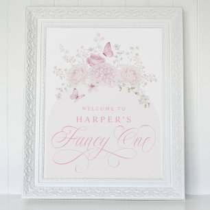 Elegante Roze Fantasie Eerste Verjaardagsfeestje Poster
