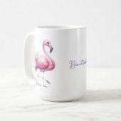 Elegante roze flamingo en Rozen naam Mok (Voorkant links)