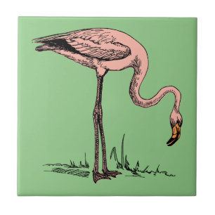Elegante roze flamingo -  esthetiek tegeltje