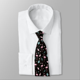 Elegante Roze Flamingo Exotisch Patroon Stropdas