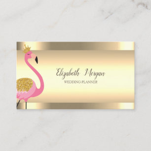 Elegante Roze Flamingo Gouden Strepen Visitekaartje