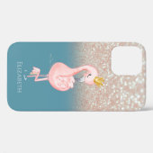 Elegante Roze Flamingo Kroonprinses,Bokeh Case-Mate iPhone Case (Achterkant (horizontaal))