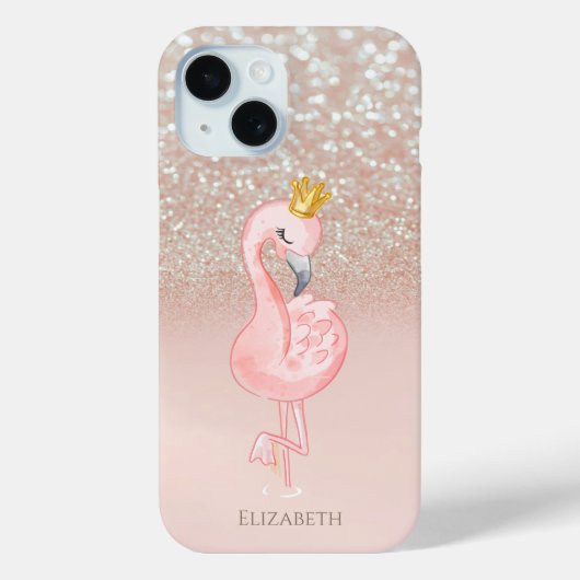 Elegante Roze Flamingo Kroonprinses,Glitter Bokeh Case-Mate iPhone Case (Achterkant)