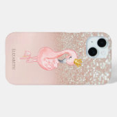 Elegante Roze Flamingo Kroonprinses,Glitter Bokeh Case-Mate iPhone Case (Achterkant (horizontaal))