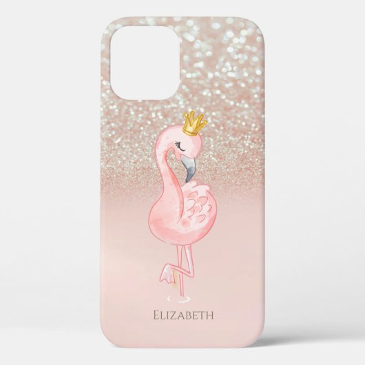 Elegante Roze Flamingo Kroonprinses,Glitter Bokeh Case-Mate iPhone Case (Achterkant)