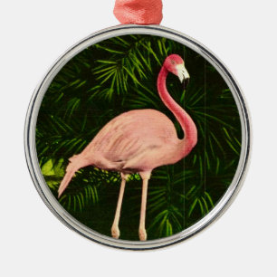 Elegante Roze Flamingo  Metalen Ornament