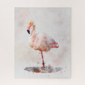 Elegante Roze Flamingo staand in Waterverf Legpuzzel (Verticaal)