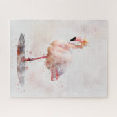 Elegante Roze Flamingo staand in Waterverf Legpuzzel (Horizontaal)