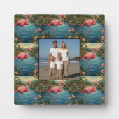 Elegante roze flamingo tropisch paradijs foto fotoplaat (Voorkant)
