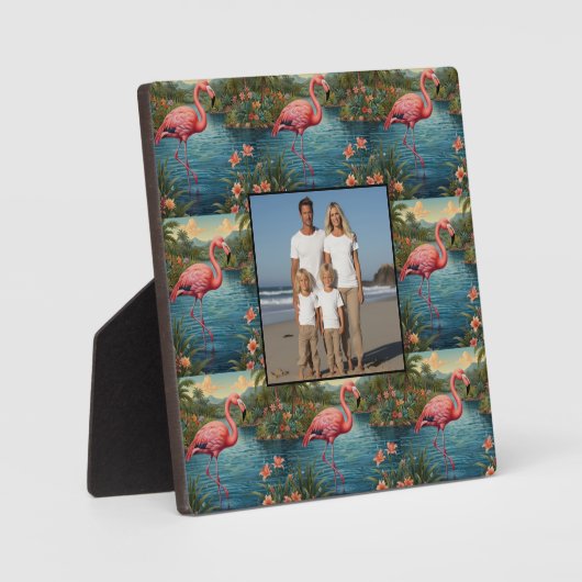 Elegante roze flamingo tropisch paradijs foto fotoplaat (Voorkant)