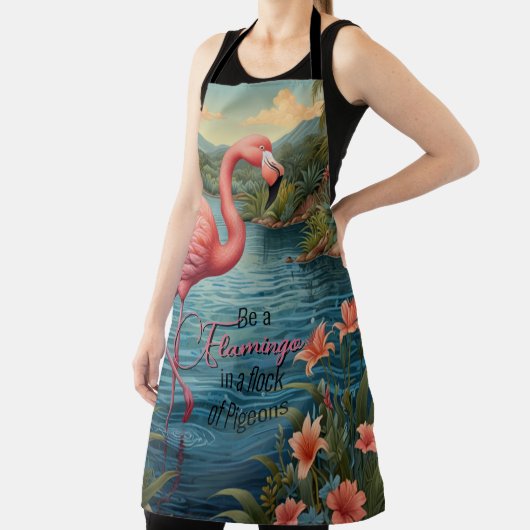 Elegante roze flamingo tropisch paradijs lagune schort (Insitu)
