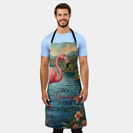 Elegante roze flamingo tropisch paradijs lagune schort (Gedragen)