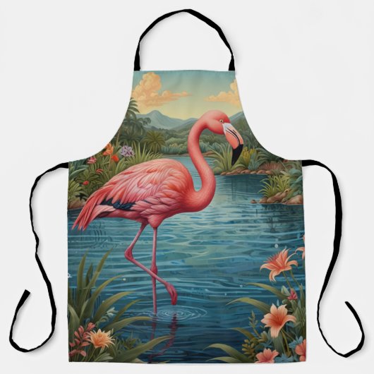 Elegante roze flamingo tropisch paradijs lagune schort (Voorkant)