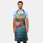 Elegante roze flamingo tropisch paradijs lagune schort (Gedragen)