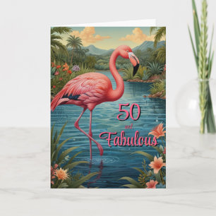 Elegante roze flamingo tropisch paradijs verjaarda