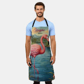 Elegante roze flamingo tropisch personaliseren schort (Gedragen)