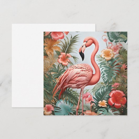 Elegante roze flamingo vogel en tropische bloemen (Voorkant / Achterkant)