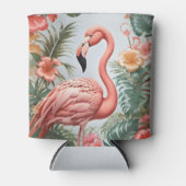 Elegante roze flamingo vogel tropische bloemen blikjeskoeler (Voorkant)