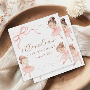 Elegante Roze Flirt Ballerina Meisje Verjaardag Servet