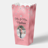 Elegante Roze Folie & Diamant Bruiloft Popcorn Bedankdoosjes (Voorkant)