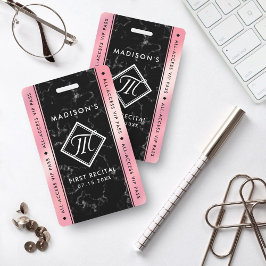 Elegante Roze Folie Zwarte Marmer VIP-evenement Badge
