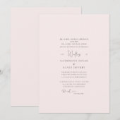 Elegante Roze Formele Trouwuitnodiging Kaart (Voorkant / Achterkant)