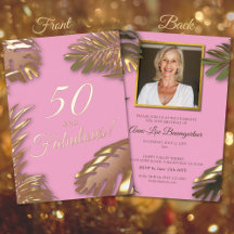 Elegante Roze Foto 50ste Fabulous Verjaardag Goud