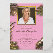 Elegante Roze Foto 50ste Fabulous Verjaardag Goud Folie Uitnodiging (Achterkant)
