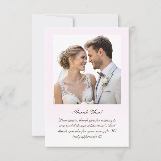 Elegante Roze Foto Bruidsfeest Bedankt (Voorkant)