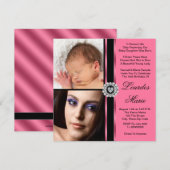Elegante roze foto Quinceanera Kaart (Voorkant / Achterkant)