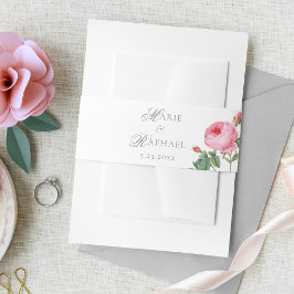 Elegante Roze Franse Roos Bruiloft Uitnodigingen Wikkel