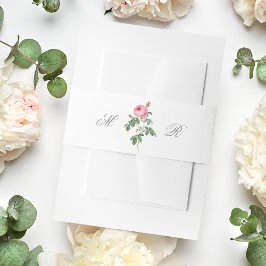 Elegante Roze Franse Roos Calligrafie Bruiloft Uitnodigingen Wikkel