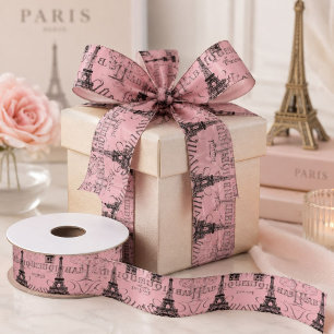 Elegante roze Franse vintage Paris eiffeltoren Satijnen Lint