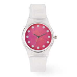 Elegante roze fusie gezicht en diamanten horloge