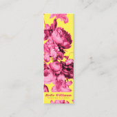 Elegante roze geel  bloemenillustratie mini visitekaartje (Voorkant)