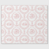 Elegante roze gegraveerde bloemmedailles en swags cadeaupapier (Vlak)