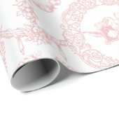 Elegante roze gegraveerde bloemmedailles en swags cadeaupapier (Rol Hoek)