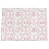 Elegante roze gegraveerde bloemmedailles en swags groot cadeauzakje (Voorkant)