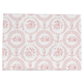 Elegante roze gegraveerde bloemmedailles en swags groot cadeauzakje (Achterkant)